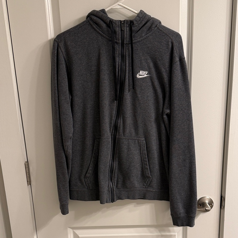 Nike Men's Dark Gray Zip-Up Hoodie Sweatshirt
